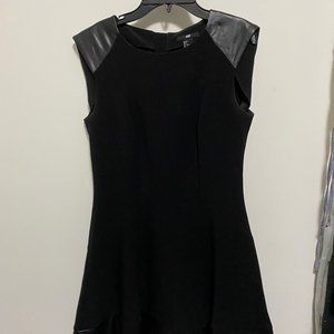 Black Fit & Flare Dress with Faux Leather Details